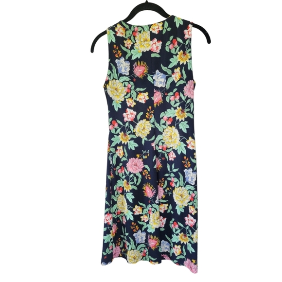 TOMMY HILFIGER Sz 2 Blue Floral Round Neck Sleeveless Sheath A line Dress - Picture 6 of 13